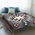 thumbnail image 4 of Red Gray Blanket Soft Cozy Warm Throw Blanket for Couch, Plush Fuzzy Flannel Fleece Blankets for Sofa, Southwest Retro Ethnic AztecTexture Bohemian Bed Blankets Lightweight Gifts for Women, 32"x48", 4 of 9