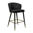 thumbnail image 6 of HomeStock City Chic Modern, Contemporary Velvet Upholstered Counter Height Stool with Channel Tufting and Gold Tipped, Black Metal Legs, Grey, 20" W x 21" D x 36.5" H-Color:Black, 6 of 10
