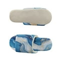 thumbnail image 5 of COEQINE Marble Blue White Womens Warm Slippers Portable Indoor Sandals Flannel House Slides Open Toe Bedroom Slippers Machine Washable Women Footwear for Hotel Business Trip, 44-45, 5 of 7