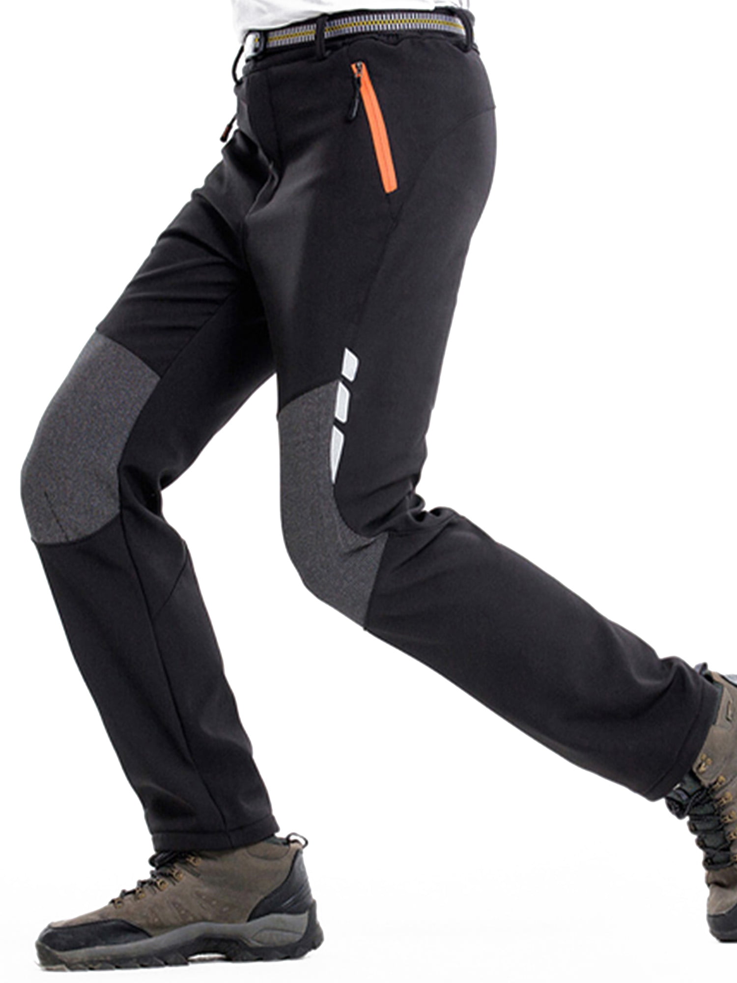 Men's Waterproof Snow Ski Pants Fleece Lined Ripstop Windproof Outdoor Hiking Snowboard Pants Zipper Bottom Leg with Belt 