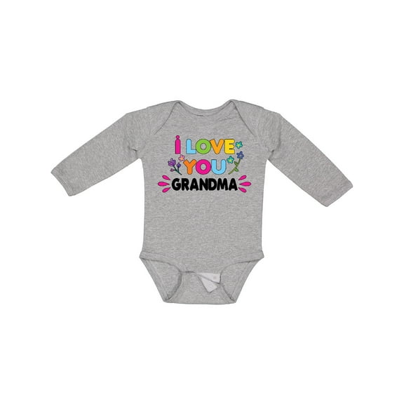 Inktastic I Love You Grandma with Flowers Girls Long Sleeve Baby Bodysuit