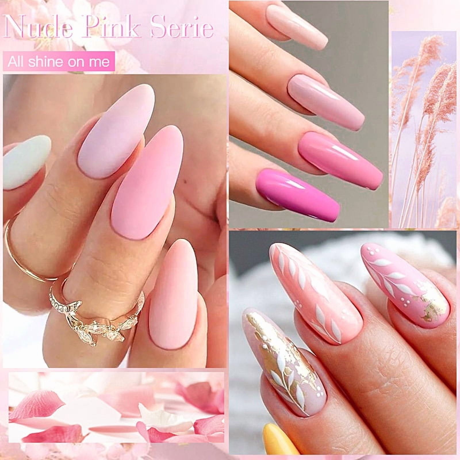 6pc All-season Gel Nail Polish Set Nude Pink Red Glitter Semi Permanent UV Gel Polish Kits All For Manicure Soak Off Vernis