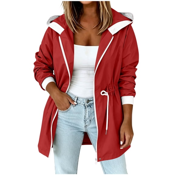 Guluxicc Women's Athletic Jackets Drawstring Full Zipper Long Sleeve Hoodie Jackets for Everyday Running Performance Wear Fall Winter Casual Outfits