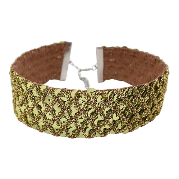 YYUZH Sparkling Sequin Choker Necklace, Metal Sequin Collar with Velvet Lining for Women, Fashionable for Evening or Casual Wear