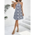 thumbnail image 5 of Surakey Summer Beach Dress for Women Halter Neck Mini Dress Floral Sleeveless Sundresses A-line Off Shoulder Vest Tank Dress, 5 of 10