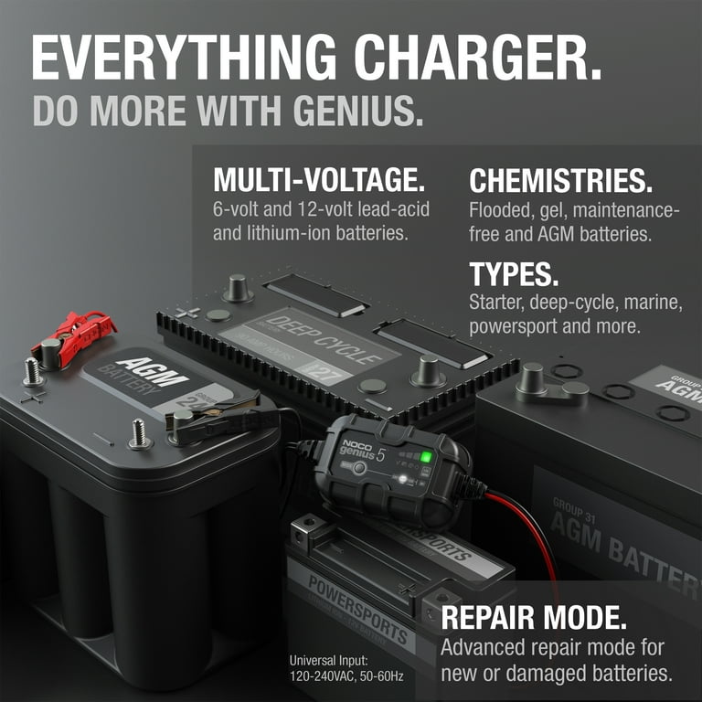 NOCO Genius 5 Smart Battery Charger - 5A, 6/12V