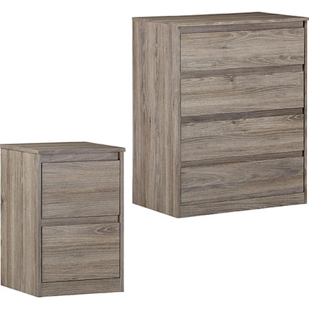 Bed Nightstand Dresser Mirror Chest - Mainstays Westlake 4 Drawer Dresser with Mainstays Westlake Nightstand Bundle