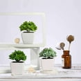 thumbnail image 2 of Efavormart Set of 3 | 4'' Assorted Green Echeveria Artificial Faux Succulent Plants Mini Green Plant In White Ceramic Pot, 2 of 11