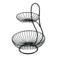 thumbnail image 2 of 2 Tire/3 Tier Simple Round Metal Household Fruit Plate Tray Stand Storage Basket Black 2 Tier, 2 of 8