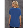 thumbnail image 3 of Women's Blue Round Neck Short Sleeve Solid Color Tee, 3 of 11