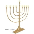 thumbnail image 2 of Extra Large 23" Display Electric Menorah Satin Gold with Flame Shaped Bulbs Traditional U-Shape USB Electronic LED Hanukkah Minorah with 10 Screw-in Frosted Bulbs Chanukah Decorations By Zion Judaica, 2 of 7