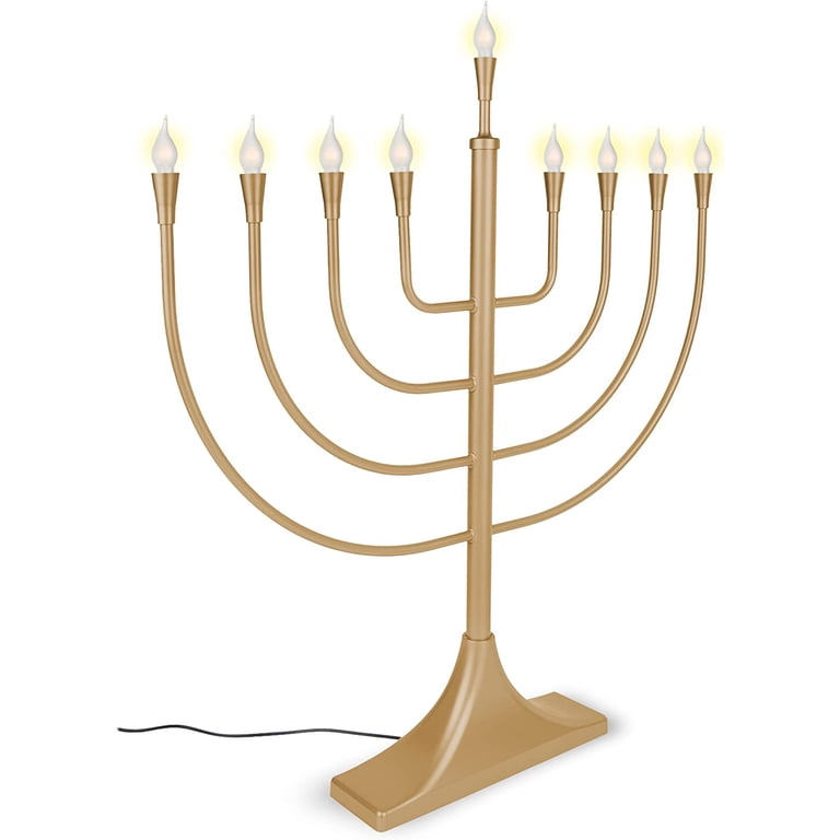 Extra Large Electric Menorah, 23 Inches Satin Gold photo 2