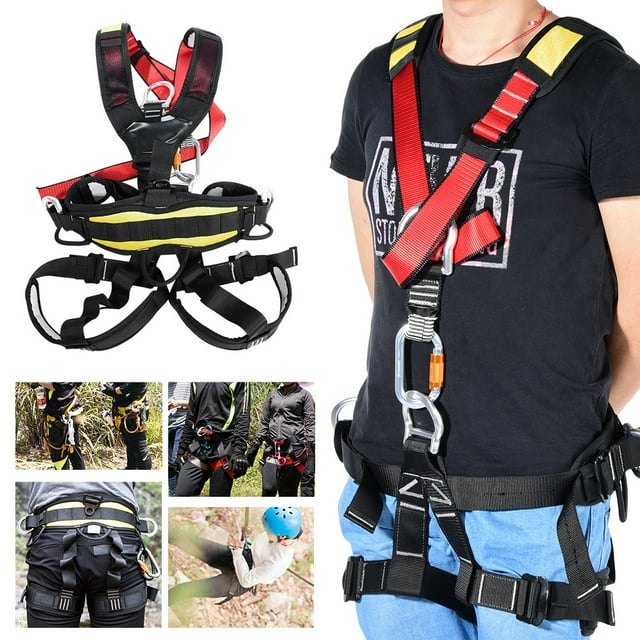 Multipurpose Full Body Climbing Harness, Climbing Harness, Polyester + Alloy Steel Rappelling Rock Climbing For Outdoor Mountaineering