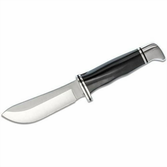 Buck Knives, 103 Skinner™ Knife, Fixed Blade Knives, 4" Stainless Steel Blade with Leather Sheath, Hunting, Camping and Outdoors, Made In USA, Lifetime Warranty, Heat Treated, Black Phenolic