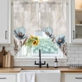 thumbnail image 4 of Spring Floral Kitchen Window Curtains, Swag Curtains Valance for Bedroom Living Room Bathroom, Teal Tulip Farmhouse Retro Botanical Herb Rod Pocket Window Curtain Block Drapes 2 Panels 36"x36", 4 of 9