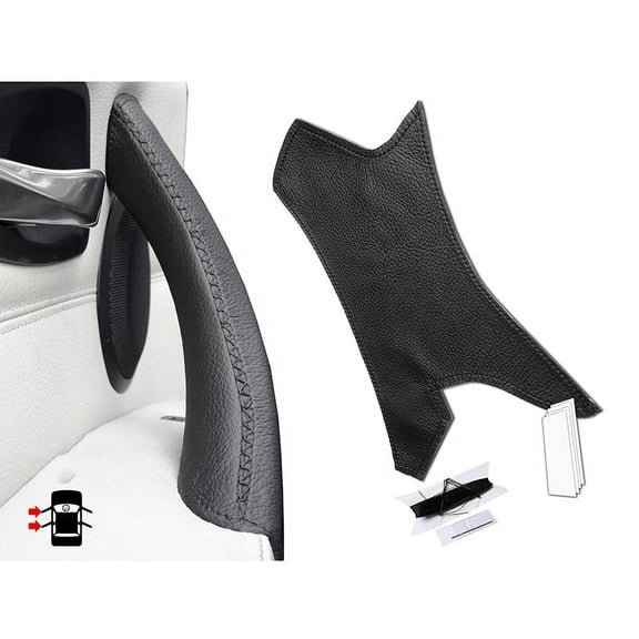 Car Interior Door Handle Cover Leather Door Panel Handle Pull Trim Cover for - 3 Series 2005-2012 E90 E91 Black Left