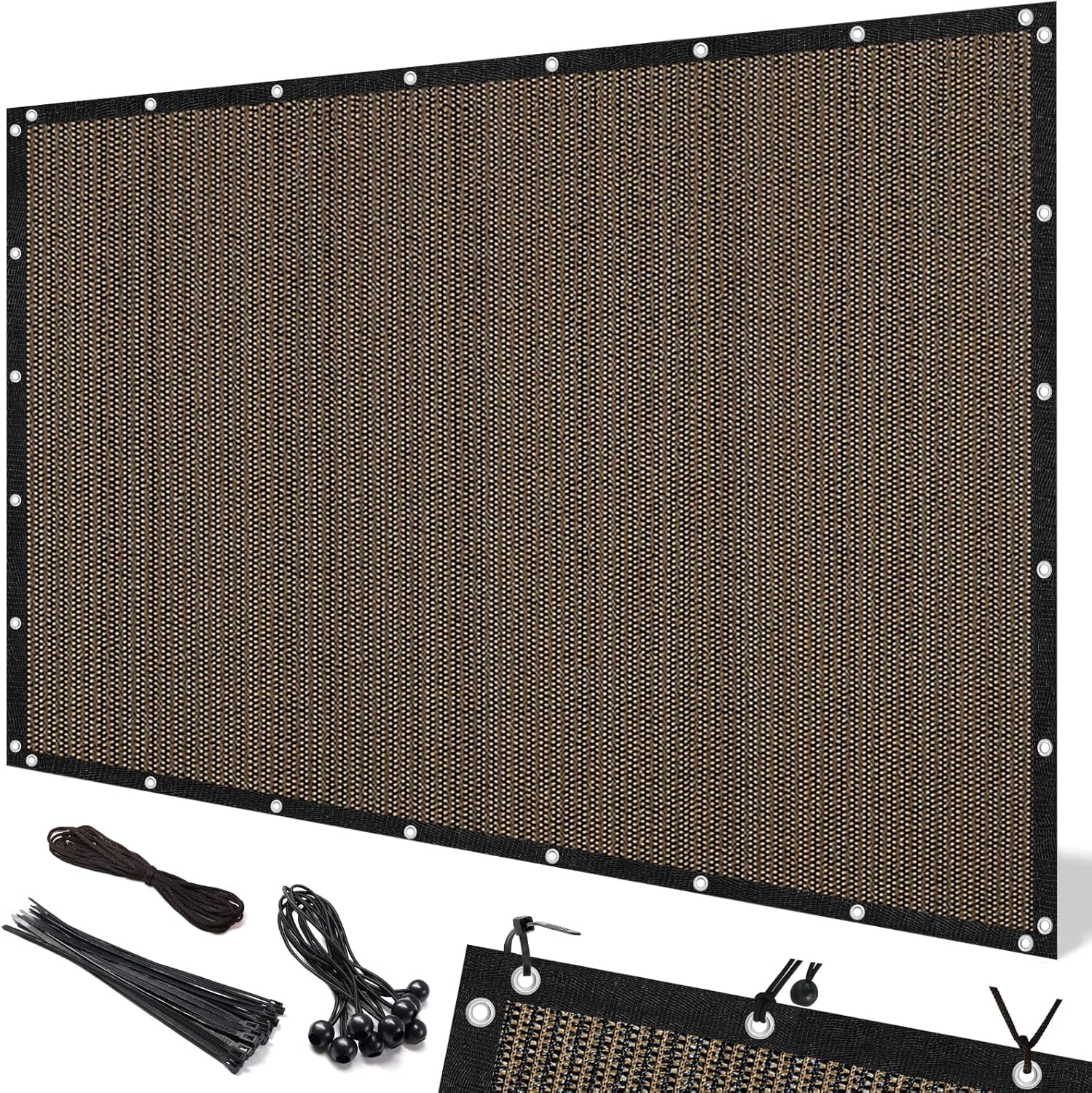 90% UV Block Sun Shade Cloth with Grommets, Outdoor Pergola Shade Cover for Patio Garden Backyard（Mocha，6'×16'）
