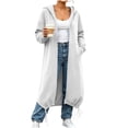 thumbnail image 3 of Sweatshirt for Women Dqueduo Women's Winter Full-Zip Long Sleeve Sweatshirt Maxi Coat – Solid Color with Pockets White XL, 3 of 9