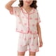 thumbnail image 2 of Conjuntos de blusas y camisas de cuello redondo y manga corta para niños, top con capucha y mangas de color con faldas de cintura elástica, traje casual y cómodo, conjunto de poliéster para niños, 2 of 6