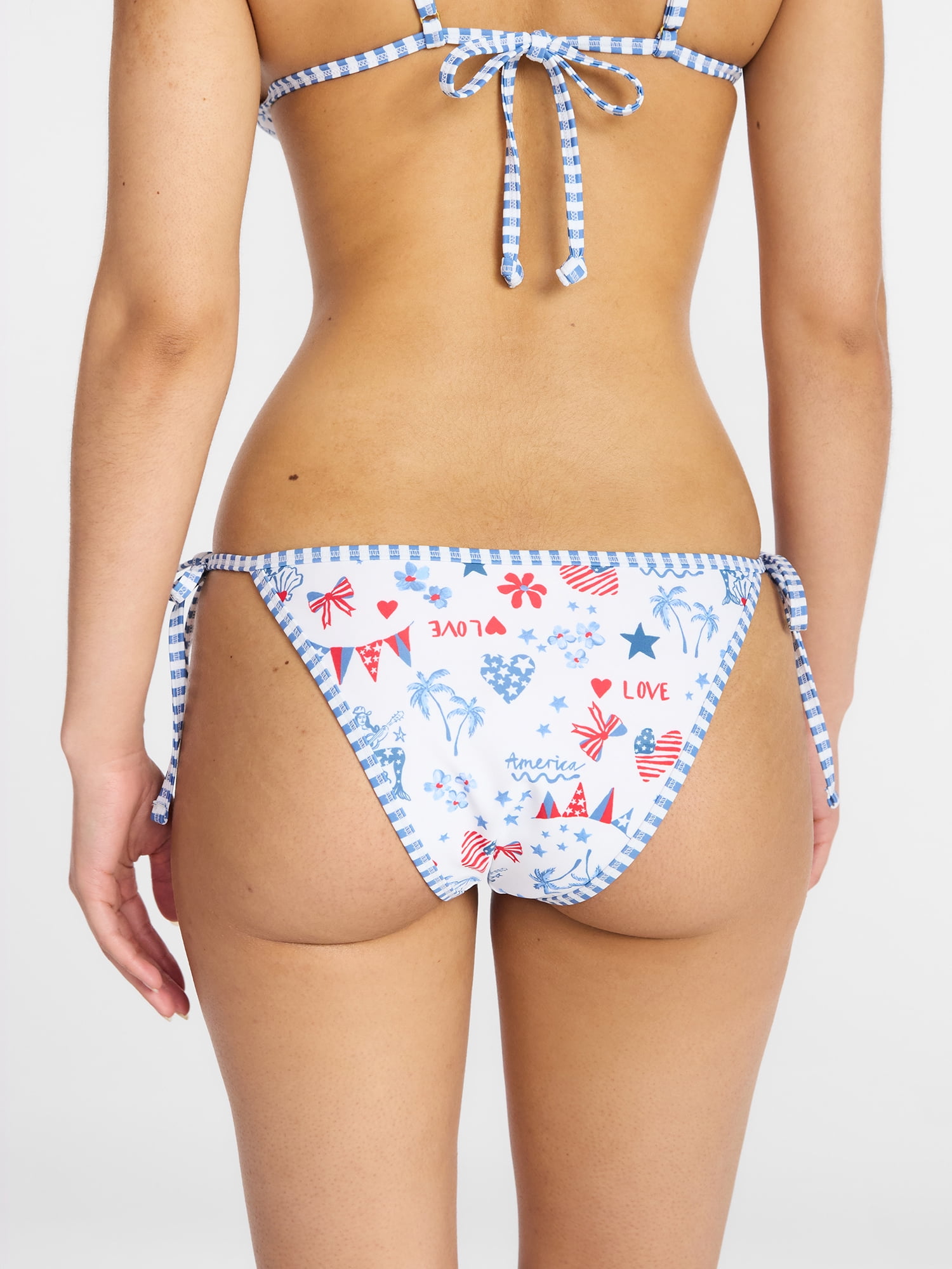 No Boundaries Celebration Print Reversible String Bikini Bottoms, Women's XXS-XXL
