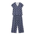 thumbnail image 6 of hoksml Women's Polka Dot 2 Piece Outfit, V Neck Cap Sleeve Top and Elastic Waist Wide Leg Pants Casual Lounge Set, 6 of 6