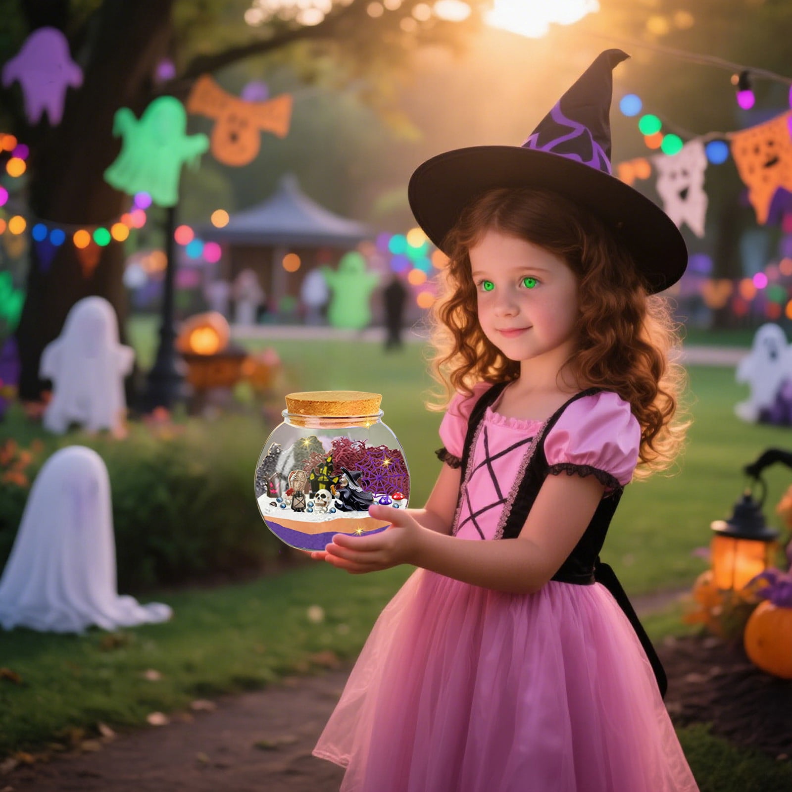 Halloween Light-Up Terrarium Kit for Kids - LED Night Light Birthday Gift for 4 5 6 7 8-12 Year Old - Halloween Toys DIY Arts and Crafts Kit for Kids - Best Presents
