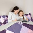 thumbnail image 4 of Feelyou Fashion Abstract Twin Bedding Sets 7-Piece, Checkered Gingham Bedding Comforter Set, Purple Square Geometric Reversible Sheet Sets, Ultra Soft Home Decor, 4 of 7