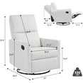 thumbnail image 2 of Swivel Rocking Recliner Chair for Adults, Rocker Nursery Glider Chair for Living Room Bedroom, Upholstered Fabric Reclining Single Sofa Chair(Beige), 2 of 8