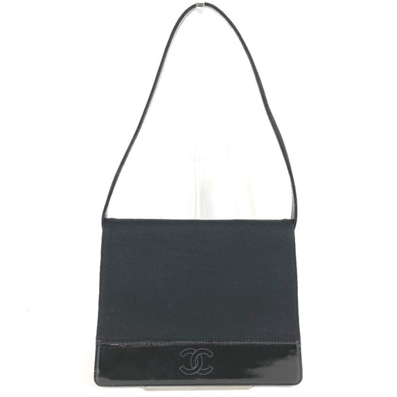 Pre-Owned CHANEL Vintage CC Coco Mark Logo Flap Shoulder Bag in Cotton and Patent... (Good)