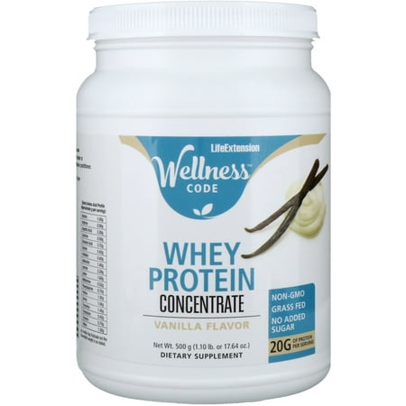 Life Extension  Wellness Code  Whey Protein Concentrate  Vanilla Flavor  1 1 lbs  500