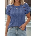 thumbnail image 5 of Women'S Short Sleeve Shirts Business Casual Blouses Dressy Work Tunic Top Sweaters Fashion Clothes Blue S, 5 of 7