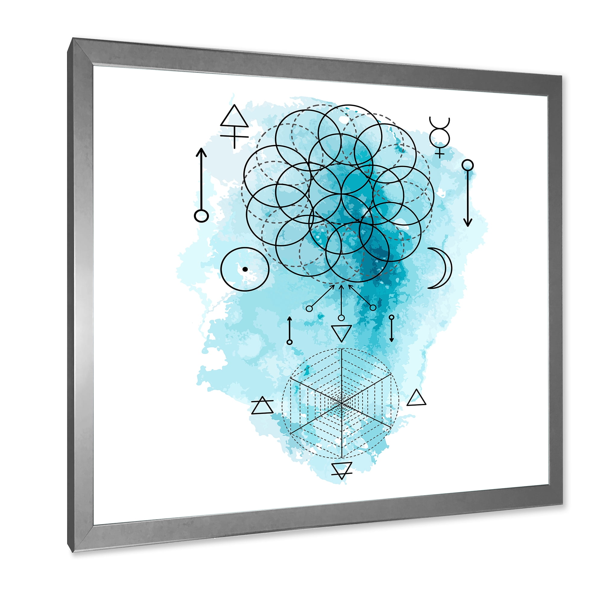 Designart 'Sacred Geometry and Symbol of Alchemy I' Bohemian & Eclectic Framed Art Print