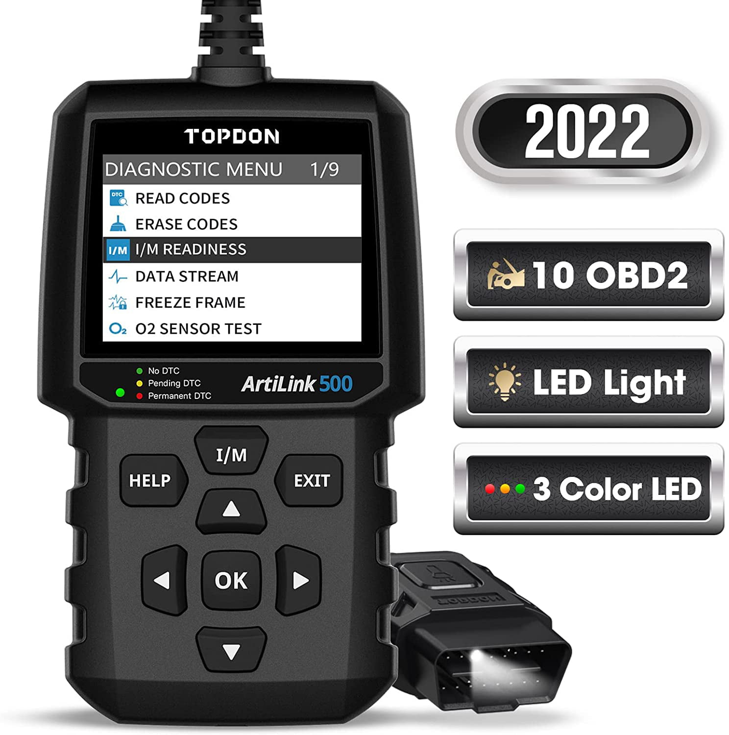 TOPDON Automotive Car Code Reader Engine OBD2 EOBD Scan Tool O2 sensor MIL OBDII 