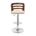 thumbnail image 2 of Benjara Tabouret de Bar Réglable avec Dossier en Bois Courbé, Marron et Crème, 2 of 2