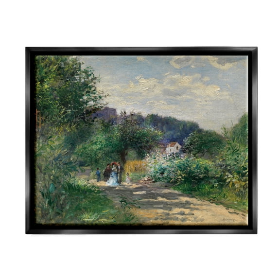 Stupell Industries Traditional Family on Path Landscape Painting Black Floater Framed Canvas Art Print Wall Art, 21 x 17