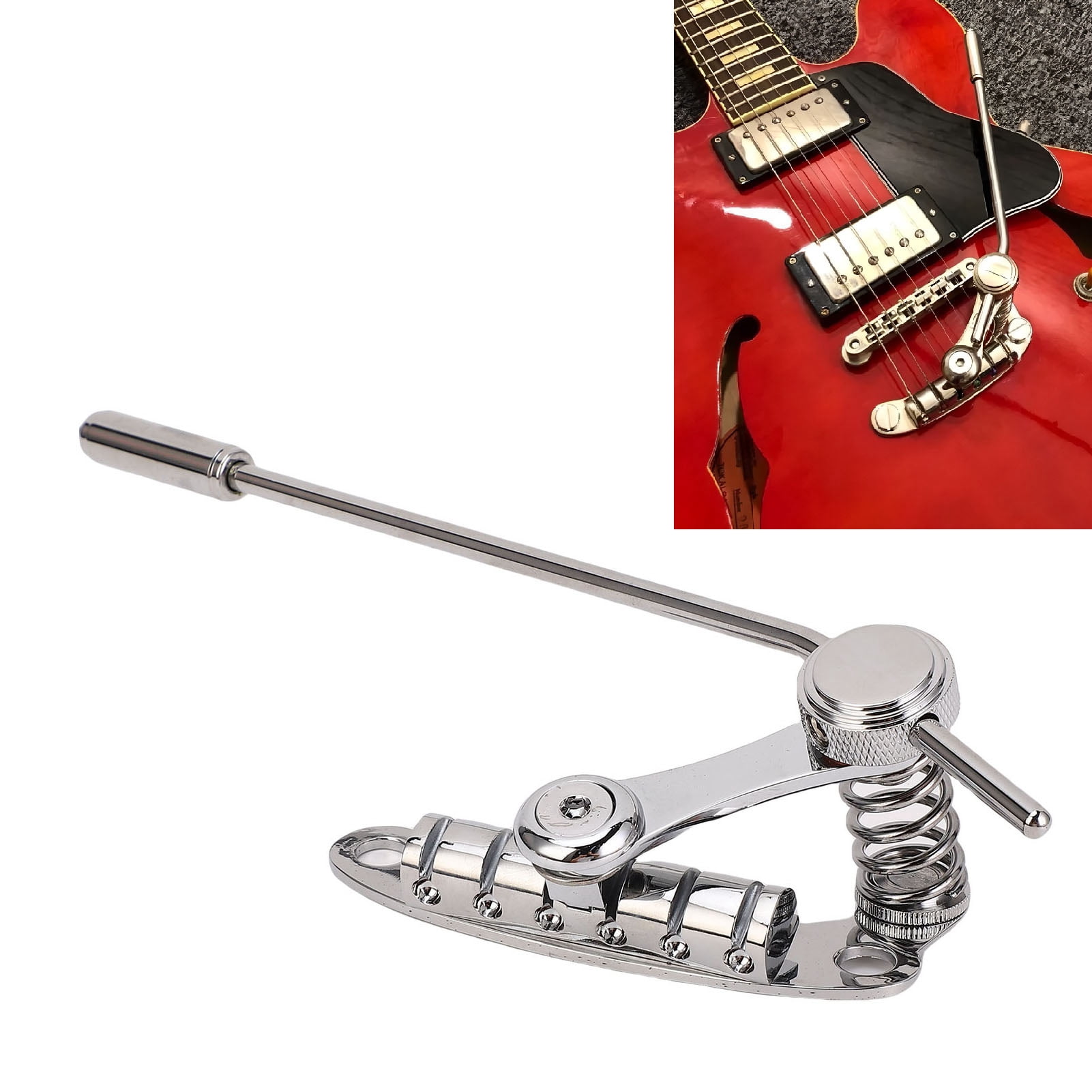 Nieyigj Silver Zinc Alloy Electric Guitar Jazz Tremolo Bridge Stop Bar Replacement Parts Set for Duesenberg Les Trem II, Les Paul, LP, SG Models, Includes Wrenches, 6 Pieces (9.45 in / 24 cm)