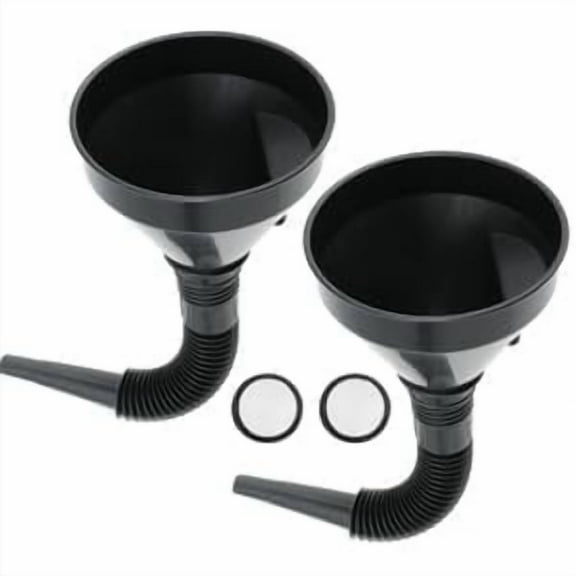Oil Funnel with Hose and Removable Mesh Filter Wide Mouth for Automotive Use  for Cars and Motorcycles, Engine Oil, Diesel, Kerosene,Gasoline (2pcs x Black)