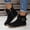 Black, variant on Willtoo Women's Western Cowboy Boots, Fringe Faux Suede Boots Retro Round Toe Fringe Buckle Strap Ankle Boot Low Heel Rome Flat Shoes Knight Booties Shoes Brown