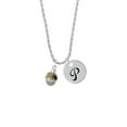 thumbnail image 2 of Delight Jewelry Goldtone Black Spider on Web Spinner Silvertone Script Initial Disc - P - Charm Necklace, 20"+3", 2 of 4