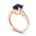 thumbnail image 2 of 2.21 ct Oval Cut Simulated Blue Sapphire Solitaire with Accents Engagement Ring for Women in 18K Rose Gold, 2 of 5