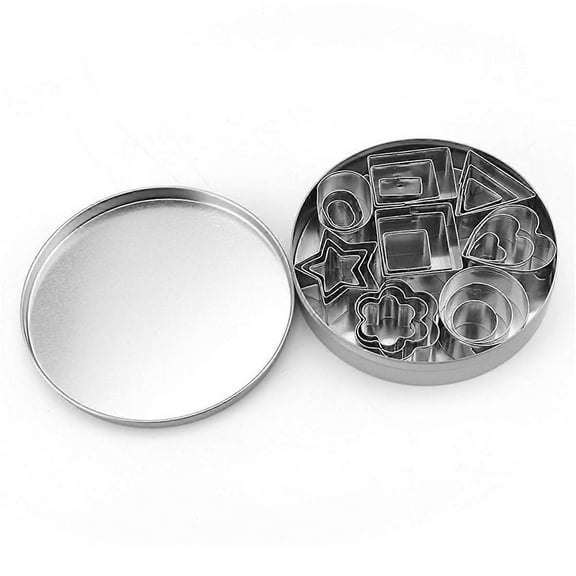 Mini Geometric Shaped Cookie Biscuit Cutter Set 24 Heart Triangle Round Tiny Circle Baking Stainless Steel Molds
