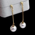 thumbnail image 4 of Pendientes largos con perlas doradas para mujer, aretes con forma de gota, regalo de joyería, 2022, 4 of 5
