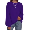 thumbnail image 2 of Chemises pour Femmes Col Rond Imprimé Manches Longues Colorblock Chandail Décontracté Ample, 2 of 5