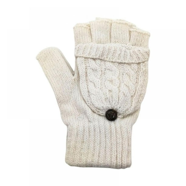 Fingerless Winter Gloves Convertible Wool Mittens for Men & Women ...