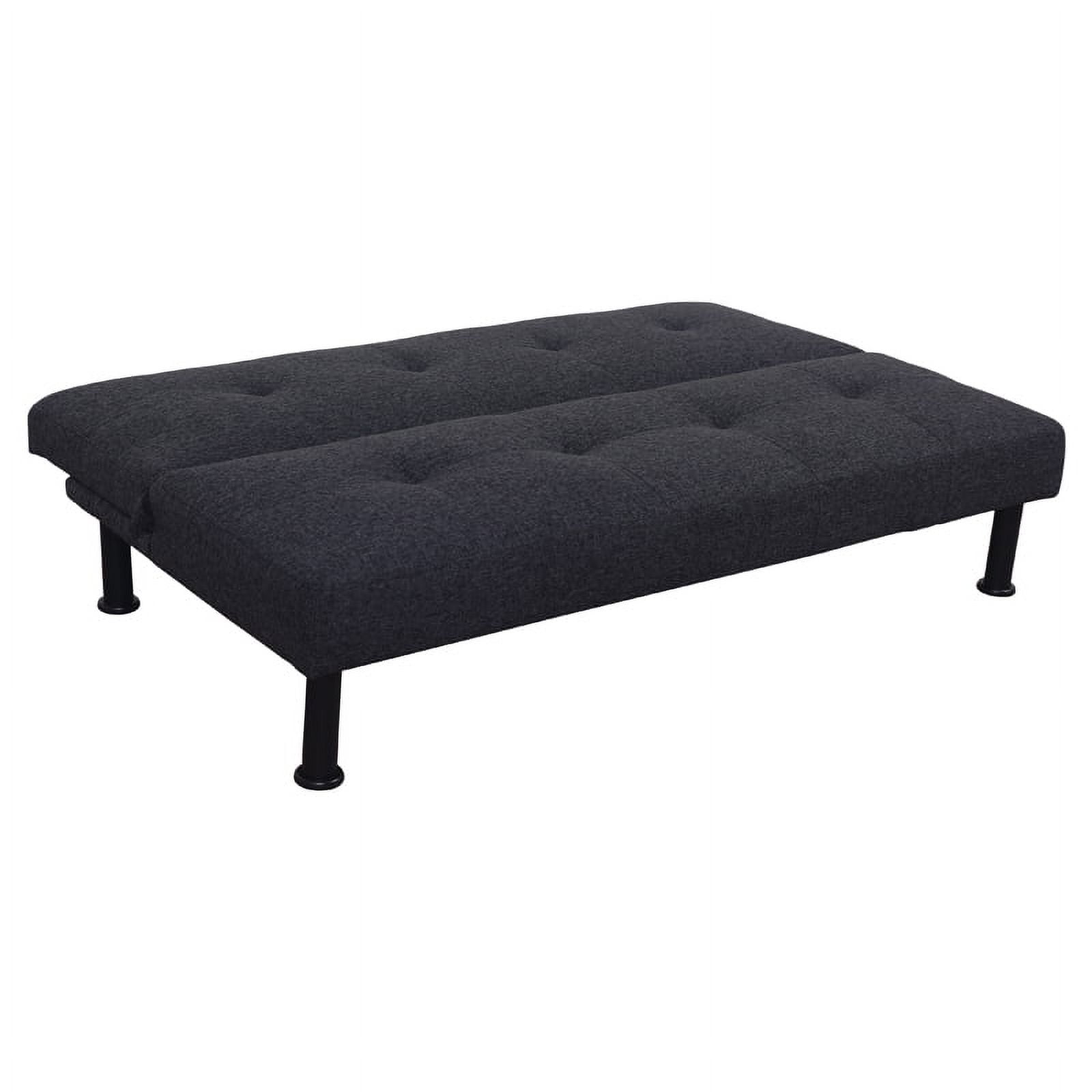 Convertible Futon Sofa Bed Linen Loveseat Adjustable Sleeper Sofa Couch for Living Room Small Apartment,Black