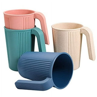 Plastic Reusable Coffee Mugs with Handles，Stackable Unbreakable Coffee Cups  S