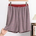 thumbnail image 2 of Lenpel Women's Plus Size Pajama Shorts Striped Elastic Waist Soft Comfy Lounge Sleep Shorts Cozy Pj Bottoms with Pockets, 2 of 3