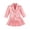 Pink, variant on Girls 2 Piece Outfit Set, Butterfly Puff Sleeve Cropped Blazer and Elastic Waist Pleated Skirt, Cute Kids Suit for Back to School Daily Outdoor Casual Party Wear(Light Blue,7 Years)