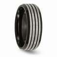 thumbnail image 4 of Titanium Striped 8mm Black IP-plated Brushed/Polished Band Size: 10; for Adults and Teens; for Women and Men, 4 of 6