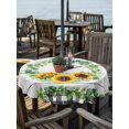 thumbnail image 2 of Outdoor Tablecloth with Umbrella Hole for Patio/Picnic/Party/Camping, Spring Eucalyptus Sunflower Waterproof Table Cloth Round Cover Washable, Farmhouse Birds Gray Wood (Dia 54"), 2 of 8